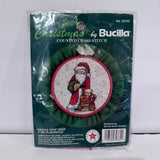 New Bucilla Christmas Counted Cross Stitch Kit Santa & Toys Ruffle Frame 32762 Model