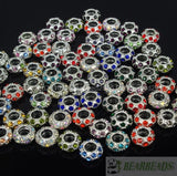 Mixed Big Hole Crystal Rhinestone Pave Rondelle Spacer Beads Fit European Charm Charms