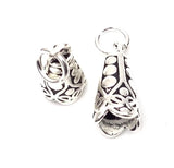 2 End caps Charms Sterling Silver Fancy Flower Charms-#2637 Charms