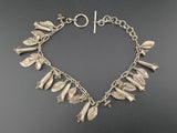 Vintage Handmade Flower Leaf Charm Sterling Silver Bracelet 8" Charms