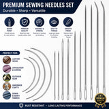 14Pc Heavy Duty Hand Sewing Needles Kit Leather Upholstery Carpet Canvas Repair Model