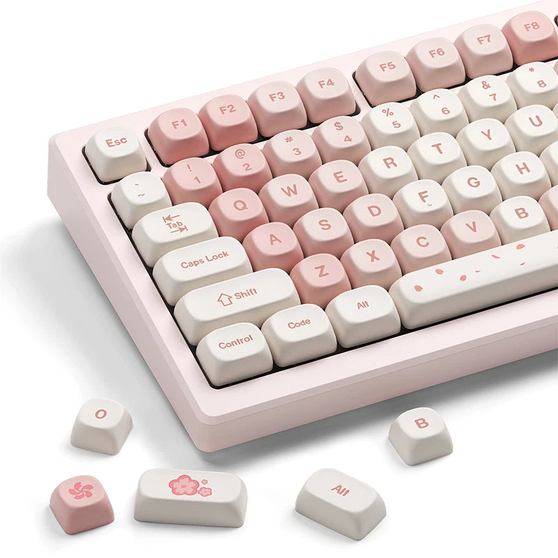 140 Keys MOA Profile Pink sakura Dye-subbed PBT Keycap Set Model
