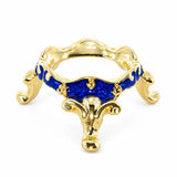 Mini Three-legged Blue Enamel Metal Egg Sphere Stand Holder Display Model
