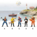 Scale 1:64 1:87 Firefighter Figurine Boarding Rescue Boat Train Layout Display Model