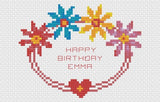 Daisies Birthday Cross Stitch Card Kit or Pattern by Florashell Model