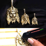 Moissanite Jesus Piece Head Pendant 14K Gold Plated Solid 925 Sterling Silver Charms
