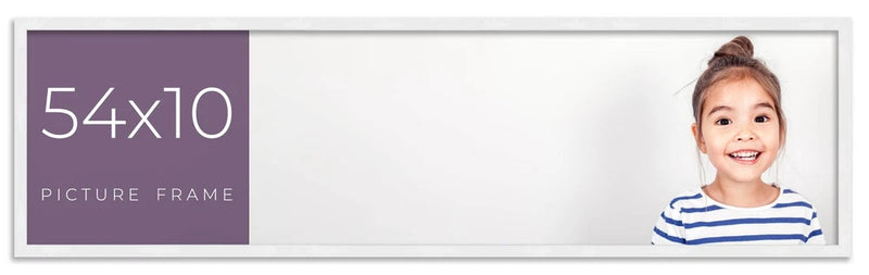 54x10 Frame White Real Wood Picture Frame Width 0.75 inches | Interior Frame Dep Model