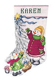 Tobin Trim A Tree Snowman Cross Stitch Stocking Kit, 17" Long 14 Count Model
