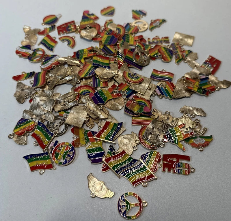 139 Mixed Rainbow Love Flag Charm Pendant Jewelry Necklace Making DIY Charms