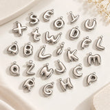 3pcs Silver Polished Stainless Steel Letters Alphabet Pendant Charms