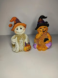 Resin Wooly Halloween Figures tIi Collections Ghost & Pumpkin Model