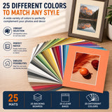 25 Pack 8x10 Mixed Colors Picture Mat Boards Fits 5x7 Pre-Cut Backing + Clear Model
