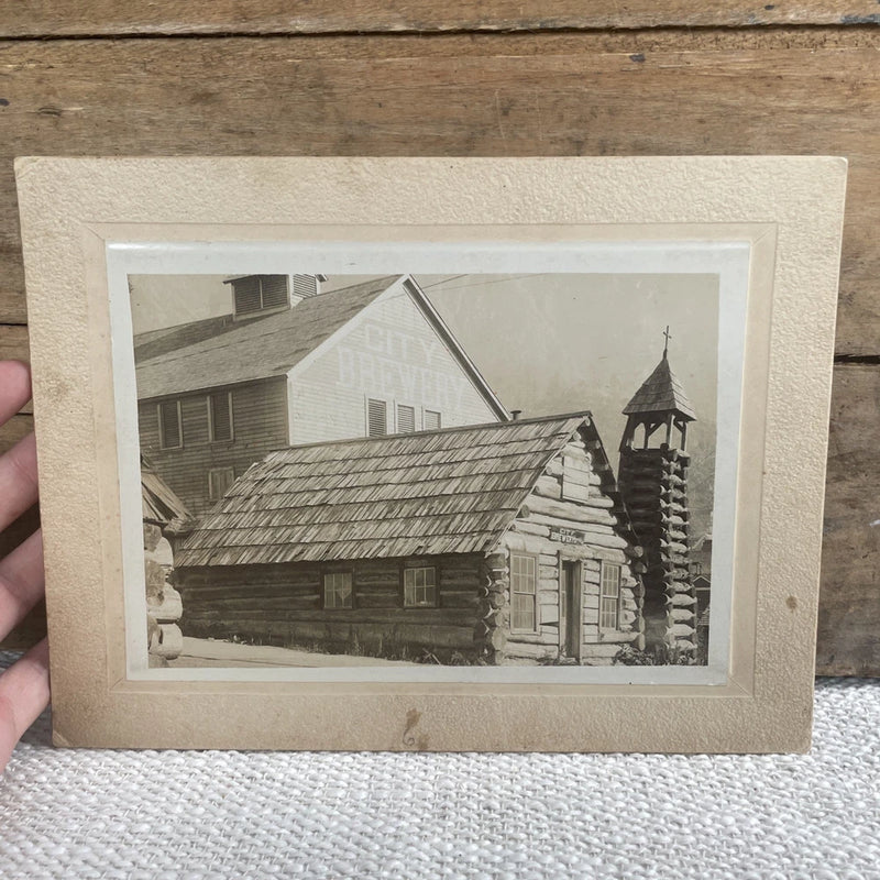 Antique Log Cabin Church & City Brewery Juneau Alaska Photo On Board Model
