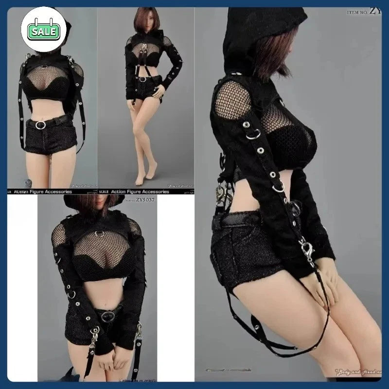 1/6 Scale Female Soldier Black Lace See-through Top Pants Set Clothes Model Model