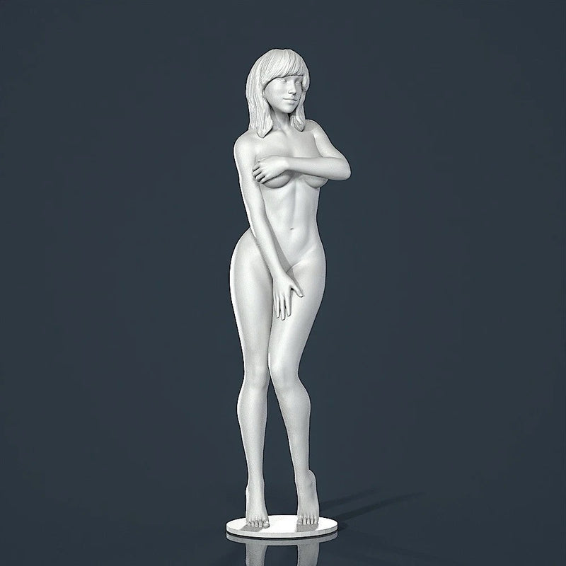 Unpainted Painted resin figurine Woman girl shy nude bashful 1/18 1/24 1/43 1/32 Model