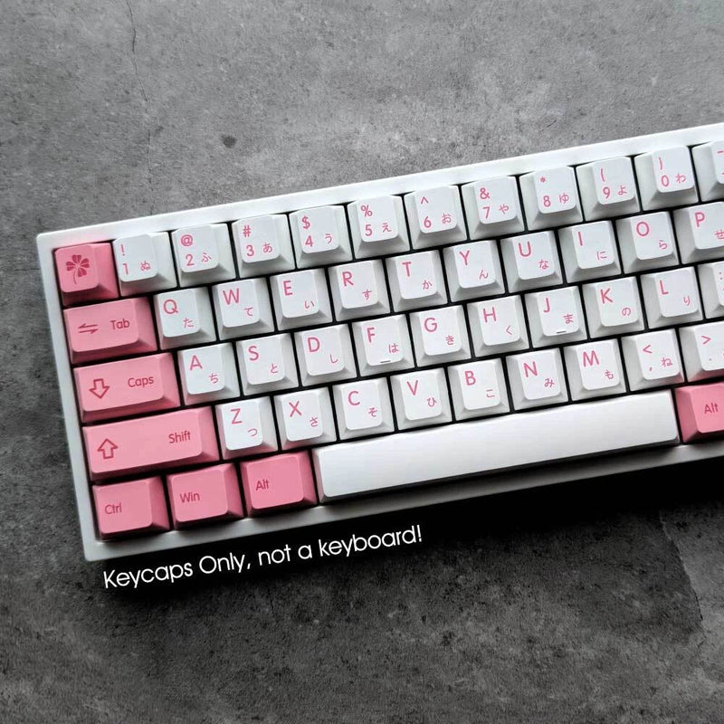 Pink Blossom PBT Dyesub Keycaps Set 126 Keys Thick Caps for Cherry MX Keyboards Model