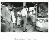 1979 Press Photo People Board Bus at Providence Square in Charlotte, NC Model
