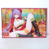Keqing Picnic Waifu Card Anime Red Glitter Girl Wall Art Oversized Board A5 Model