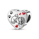 Cat Paw Pint in Your Heart For European Charm for Bracelet S925 Sterling Silver Charms