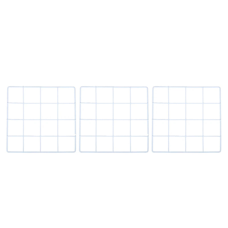 3Pcs Iron Wire Grid Panel Board Photo Display Holder Hanging Frame White 8"x8" Model
