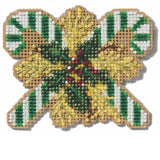 Green Candy Canes Cross Stitch Ornament Kit Mill Hill 2025 Winter Holiday Model