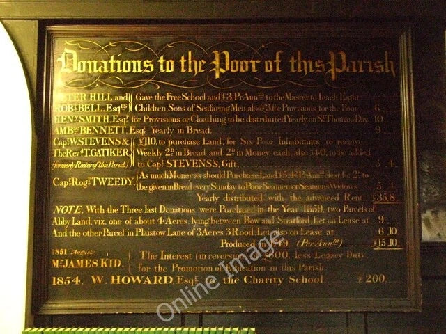 Photo 6x4 St. Mary's Church, Rotherhithe - wall board Bermondsey See [[27 c2011 Model