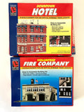 Life-Like N Scale #7483 Volunteer Fire Co. & #7482 Downtown Hotel Model Kits VG Model