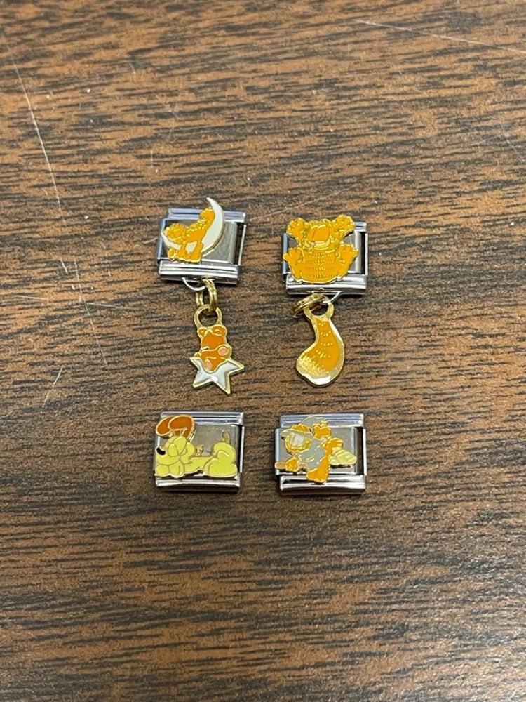 4 Garfield Licensed Casa D'oro Italian 9mm Charm Charms Bracelet NEW Charms