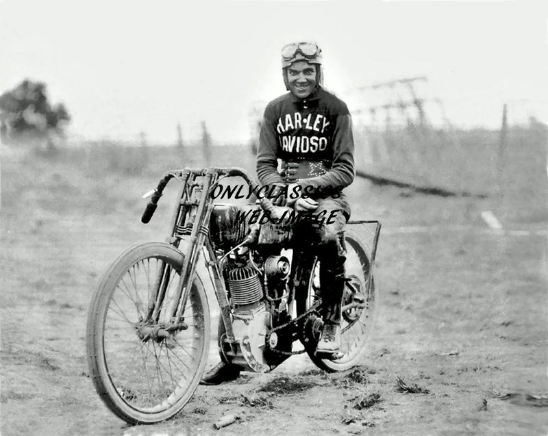 HARLEY DAVIDSON MOTORCYCLE #1 FACTORY RACER "SHRIMP" BURNS 8x10 PHOTO BOARDTRACK Model