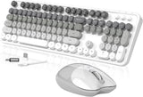 Creamy Wireless Keyboard and Mouse, MOFII 104 round Keycaps Retro Typewriter wit Model