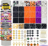 3300+PCS Clay Beads Bracelet Making Kit,Halloween DIY Flat Preppy Beads for Frie Model