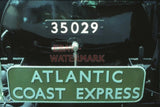PHOTO  ATLANTIC COAST EXPRESS NAME BOARD ON MERCHANT NAVY LOCO  35029 Model