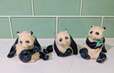 Set of 3 Ceramic Panda Figurines Decorative Collectible Display Decor Model