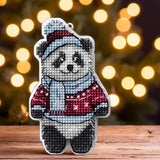 DIY Cross stitch kit "Funny panda", Embroidery on a plastic canvas, Christmas Model