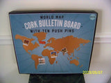 World Map Cork Bulletin Board Notes Reminders Photos With Push Pins Model