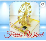 HO Scale Carnival Fair Circus: FERRIS WHEEL with LEDs Card Kit  U-Build NEW! Model
