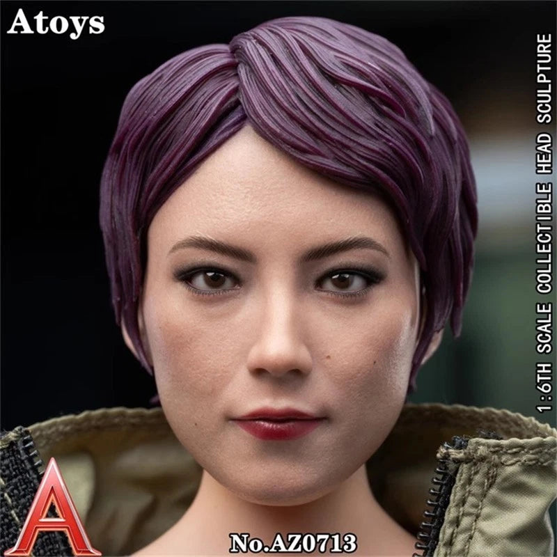 Atoys 1/6 AZ0713 Female Head Sculpt Model Fit 12'' Female Solider Action Figures Model