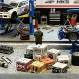 Diorama 1/64 Diecast Car Garage Boxes Model Repair Workplace Prop Accessories Model