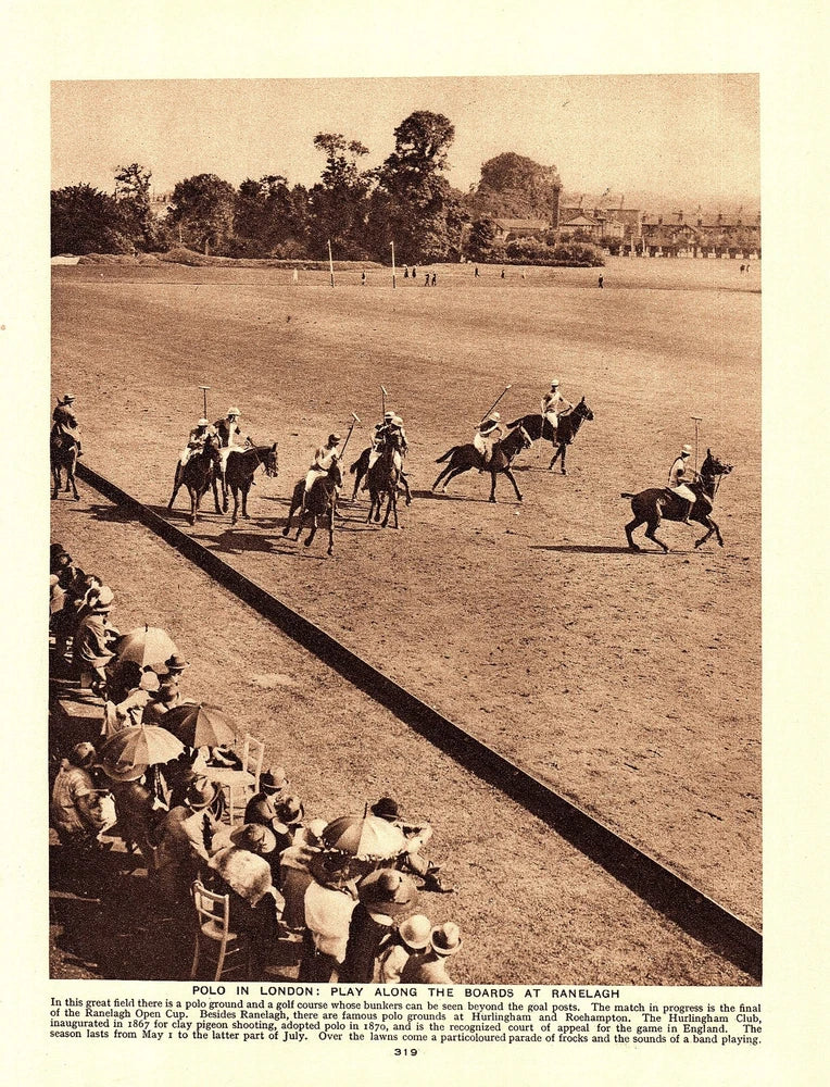 "POLO Played along the Boards at RANELAGH" Original 1920s LONDON Photo Print Model