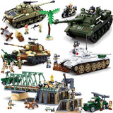 Military WW2 Normandy Landings Cannon Tank Aircraft Building Blocks Model Kits Model