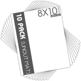 Mat Board Center 10 Pack Uncut Mat Boards, 8X10 White Matboards Model