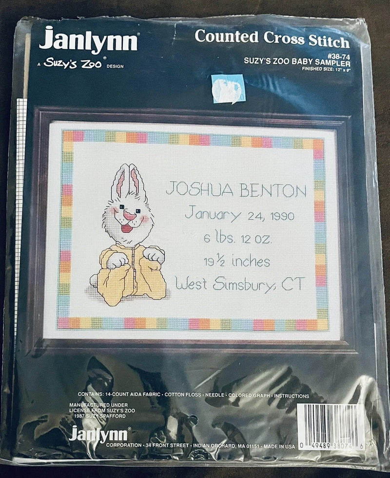 Janlynn Suzy's Zoo Baby Sampler #38-74 Counted Cross Stitch Kit Model