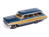 1964 Ford Country Squire - Blue Diecast 1:64 Scale Model - Auto World AWSP205A Model