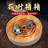 Yixing Handmade Purple Sand Tea Pet Lotus Leaf Pig Tea Ceremony Ornaments Model