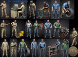 1/35 Scale 50mm City Transit Bus Garage Mechanics Figure Model Kit Resin Printed Model