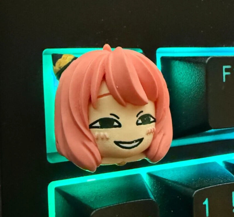 Creepy Face Anya Spy x Family Anime Artisan Keycap For MX Keyboard 1pcs Gift Model