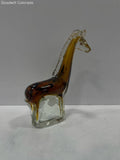 Glass Figurine Animal Giraffe Brown Amber Clear Decorative Collectible Display Model