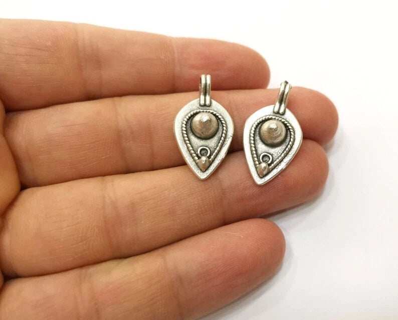 2 Pcs Silver Charms Antique Silver Plated Charms (27x14mm) G20731 Charms