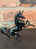Vtg MCM Black Art Glass Unicorn Horse Figurine Murano Style Mid Century 5" E Model