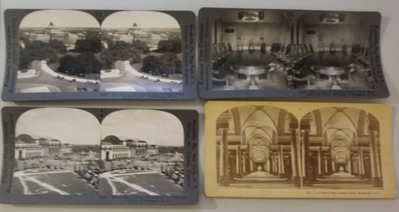 (4) Washington D.C. DC Stereoview Photos Governing Board Union Station Keystone Model
